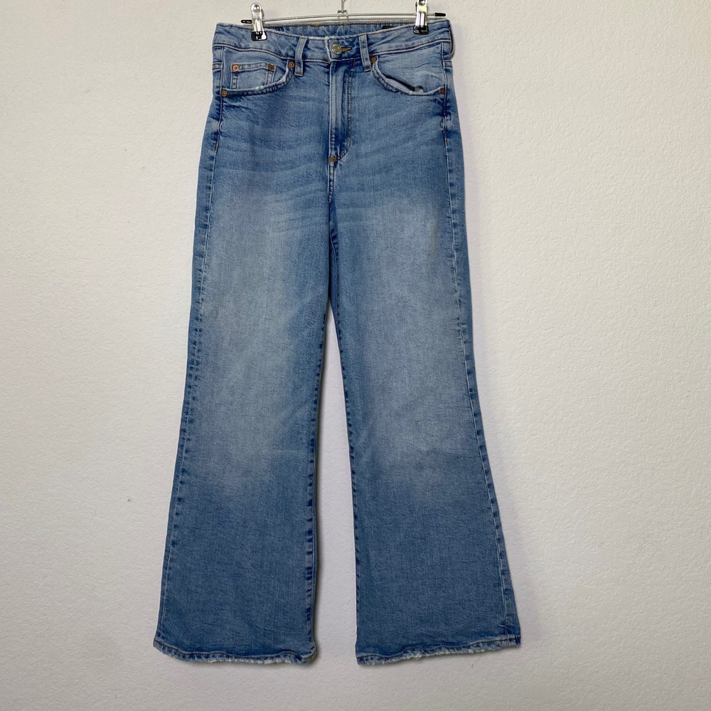 &Denim Medium Wash High Waist Wide‎ Leg Jeans Womens 27 Casual Streetwear Retro